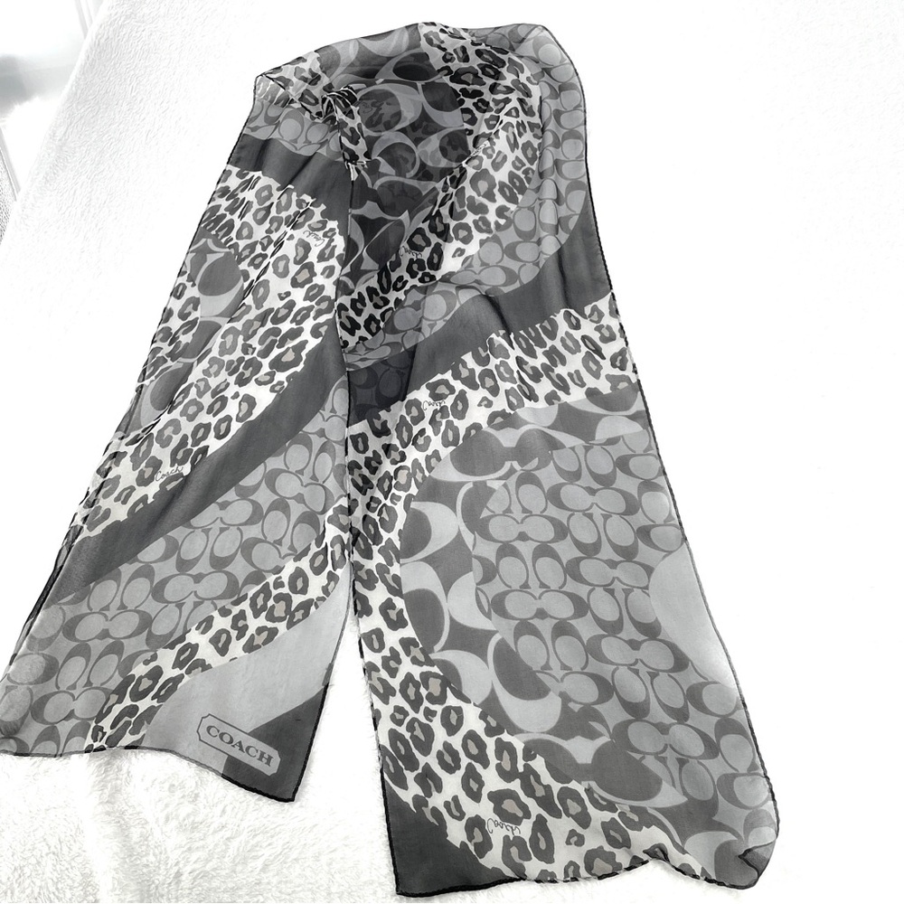 Coach Monochrome s Sheer Signature Oblong Scarf - Picture 4 of 4